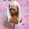 Aliexpress Hot Selling Short Bob Cut Bone Straight Remy Brazilian Human Hair Lace Front Wigs Pre Plucked