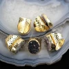 AM-YYT57 Random Color Freeform Shape Druzy Agate Gold Rings Fine Jewelry