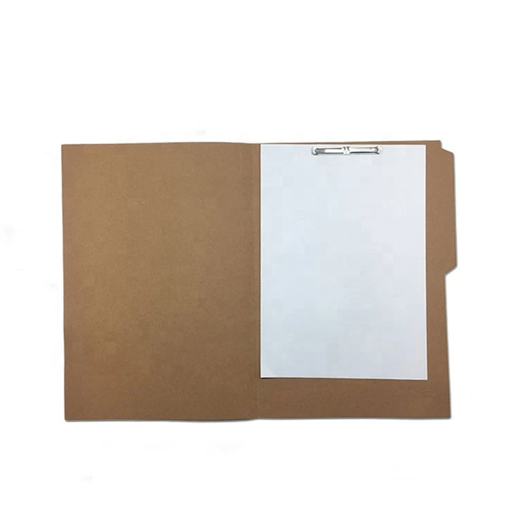 Amazon popular cheap a4,b6 size kraft cardboard paper binder file folder with metal clip/customized color printing
