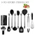 Import Amazon stock 9pcs set heat-resistant silicone kitchenware Stainless steel pipe handle Silicone spatula utensils set with storage from China
