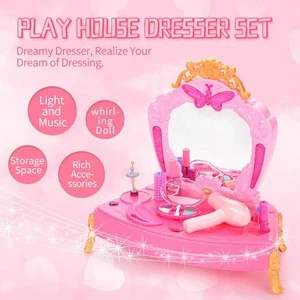 amazon top seller dressing table toy kids makeup sets for girls door pretend play game beautiful set
