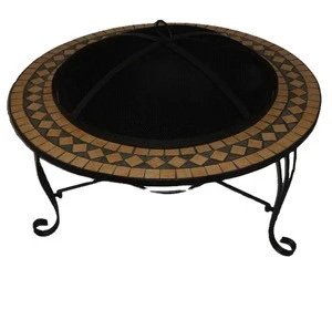 Antique outdoor mosaic  fire pit table