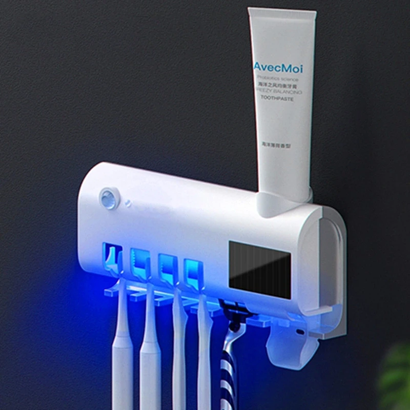 Automatic Toothpaste Dispenser Holder UV Toothbrush Holder Bath Accessories Tooth Brush Holder Wall Mount