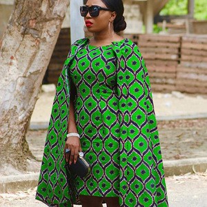 Autumn Wax African Print 100% Cotton Plus Size Cape Designs Party Dress