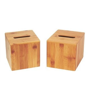 Bamboo Square Tissue Box Cover Holder Case Cover Holder Box Napkin Holder Organiser Stand