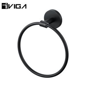Bathroom Accessory Black Color SS304 Stainless Steel Bathroom Towel Ring