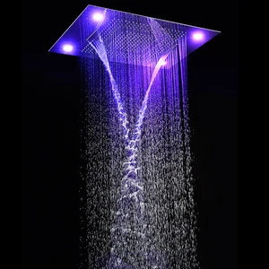 Bathroom LED Rain Shower Head 304 Stainless Steel Waterfall Mist Bath Shower Accessories Wall Mounted 600*800mm Rectangle Shower