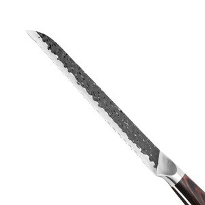 best professional 8 inch 5CR15 stainless steel serrated bread knife blades with Pakka wood handle on amazon