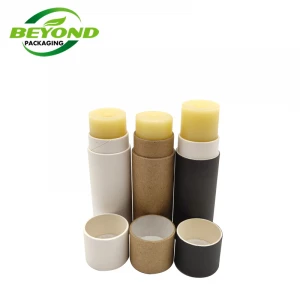 Biodegradable Cardboard Natural Black Kraft Cosmetic Empty Paper Tube Push Up Lip Balm 1oz 25g Deodorant Paper Tube Packaging