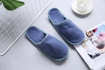 Black felt or velvet indoor hotel slippers shoe for man