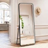 Black Metal Frame Full Length Body Dance Floor Lighted Mirror with Stand for Bedroom and Dressing Room