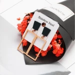 Body piercing jewelry fashion simple rectangle stainless steel earrings