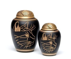 Brass pet urn with velvet box
