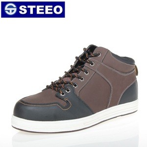 brown Leather high cut anti-skid fashion safety shoes