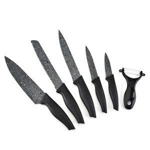 Butcher Stainless Steel Cooking Marble Coating Professional Chinese High Quality Lucky Craft 6Pcs Kitchen Knife Set