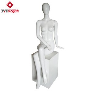 BYT Customized Fashion store window display Egg head no wig flexible sitting female mannequins