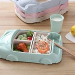 Cartoon Dinner Set Plate Cute Car Tray with Bowl and Water Cup for Kids and Toddlers bamboo fiber children tableware