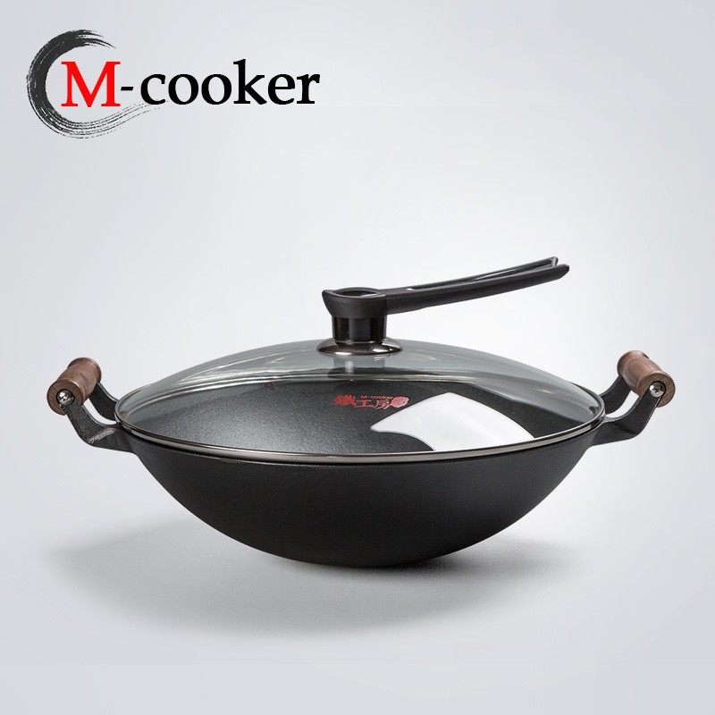 cast iron pre-seasoned kitchen cooker woks