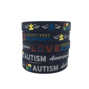 Cheap Custom Autism Awareness Bracelets Bangles, Colorful Autism Awareness Inspirational Silicone Wristband