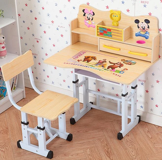 Cheap Factory Price Children Study Table and Chair Cartoon Picture Table Chair sets