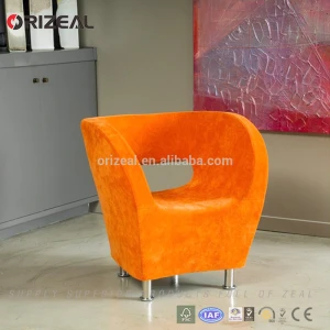 China Factory New Style Modern Orange Fabric Low Back Accent Chair Living Room Chairs