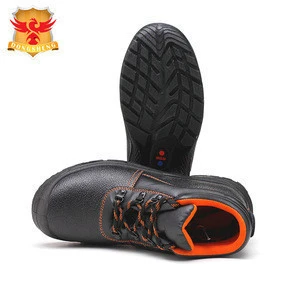 China made fashion black pu leather safety shoe