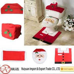 China supplier shop cheap santa design felt christmas toilet seat cover for bathroom set