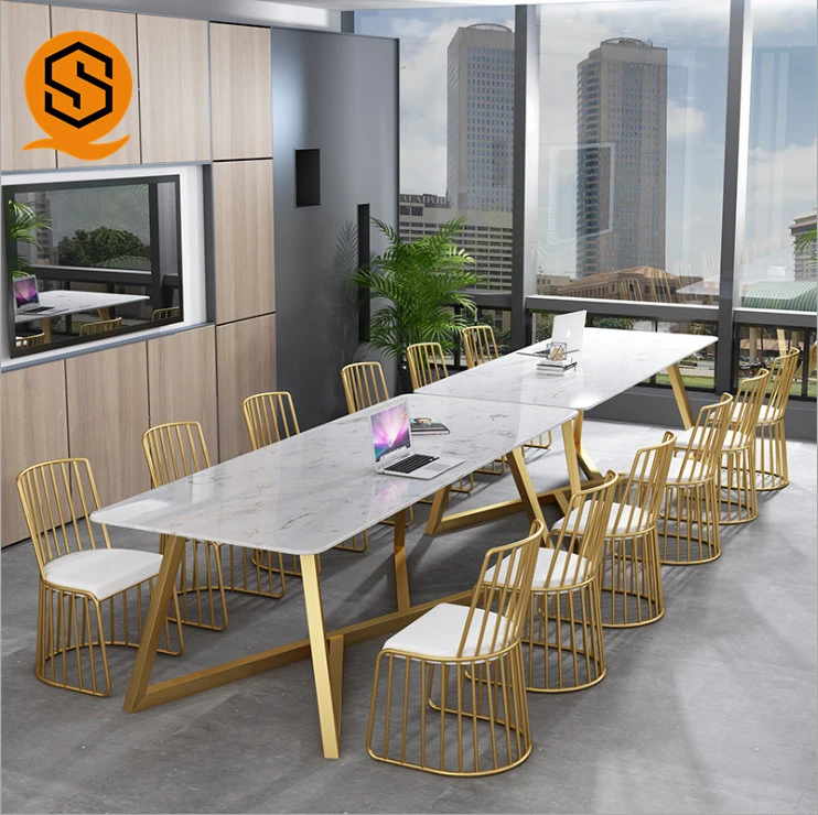 Chinese luxury kitchen restaurant dining table design long marble gold metal fast food restaurant table