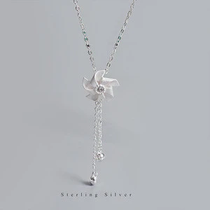 Christmas Charms Gifts 925 Sterling Silver Long Windmill Necklaces For Women Girl Gift
