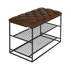 Classy Shoe Racks, Leather bench with shoe rack, Industrial Furniture