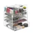 Import clear plexiglass 4 drawers makeup counter display case 5 tier acrylic cosmetic organiser with brass frame from China