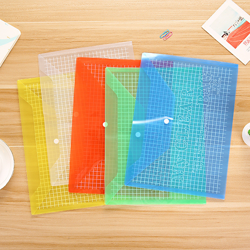 Buy Clear Pp Plastic File Pouch Document Storage Bag A4 Size Grid File ...