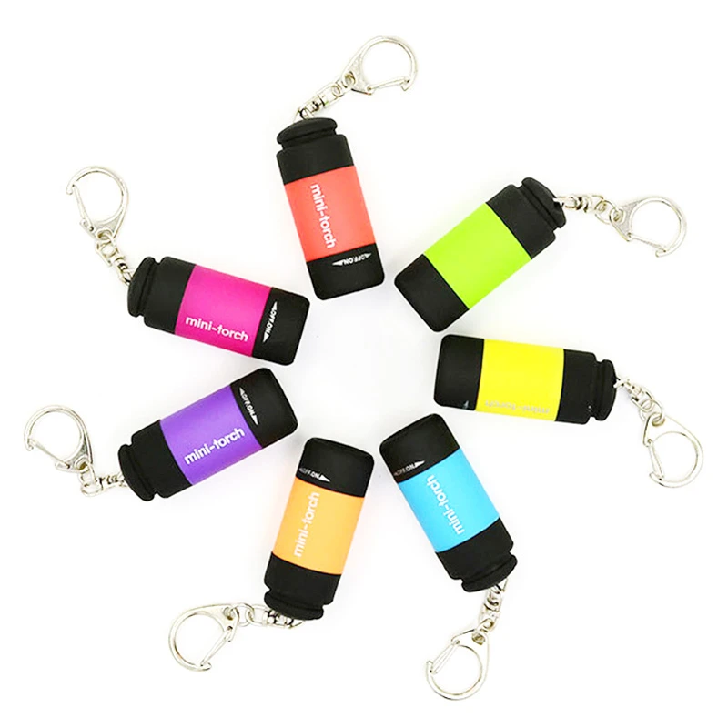 Colorful Promotional Gift Flashlight Key Ring LED Torch USB Rechargeable Ultra Bright Mini Keychain Flashlight