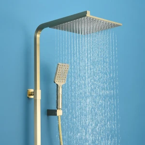 Commercial residential and hotel brushed gold large size top rainfall shower-set thermostatic shower bathing