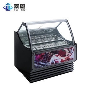 Commercial Store Dining Room Display Freezer Double Hollow Glass Ice Cream Showcase