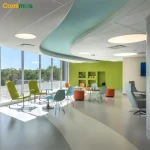 Consmos Waterproof Anti -slip Floors Mats Marble Vinyl Roll Liquid Glue Down Linoleum PVC Flooring for Hospital and School