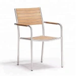 Contemporary european style hotel patio 304 stainless steel teak wood modern outdoor cafe restaurant furniture (271/D576)