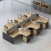 Contemporary Office Furniture 4 Person T Shape  Cubicle Office Partition Customized Modular Office Workstation with Bookcase
