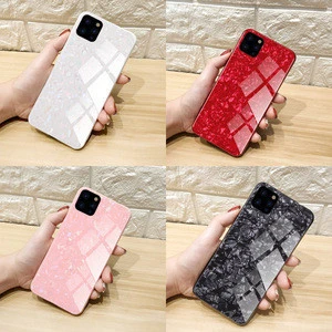 Cracked Pattern Marble Case for iPhone XS MAX Pink Red Glass Phone Case for iPhone 11 Pro Max