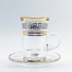 crystal handmade products popular design 25 Pcs Arabic Tea and Coffee Cup Sets with Germany Real Gold Painting Rim