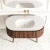 Import Curved bathroom cabinet set with ceramic integrated basin modern solid wood bathroom vanity from China