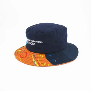 custom design printed navy blue australian bucket hat