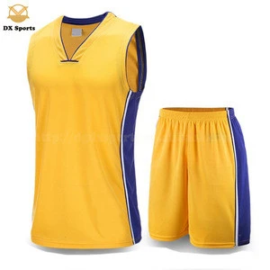 Custom design soft breathable quick dry sublimated team basketball uniforms Yellow