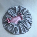 Custom digital printing double layer smooth pink silk satin pillow case with Elastic closure