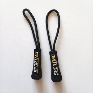 custom engrave logo PVC hard plastic rubber silicone with rope cord string zipper slider puller head pull for sports wear