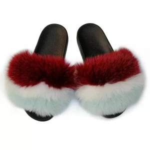 custom faux fur slippers woman fur slipper fashion faux fox fur slippers