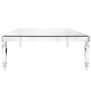 custom high end acrylic dinning table living room PMMA clear acrylic coffee table with glass top transparent acrylic table leg