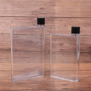 Custom notebook water bottle flat A5 plastic bottle square a6 notebook sports water bottles