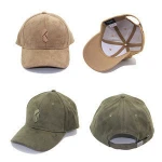 custom suede sport cap  baseball cap with  puff 3-D embroidery  logo and woven label