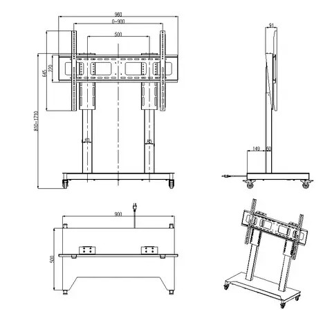 Customized Products automatic electric under bed tv lift electric height adjustable monitor stand system Tv Ceiling Bracket